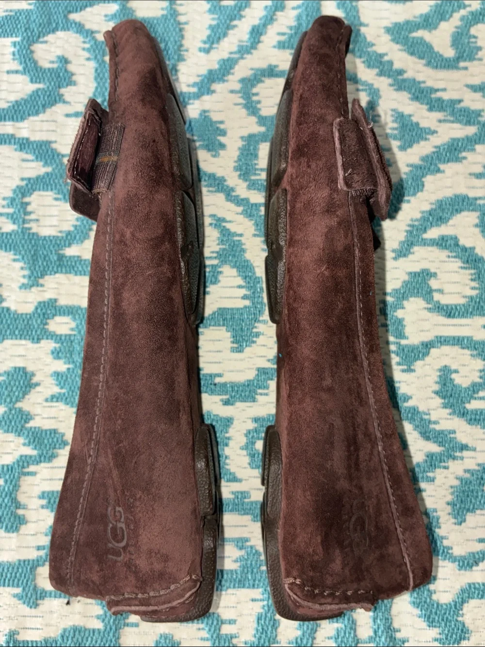 UGG Women’s Dark Brown Suede Shearling-Trim Loafers Sz 8